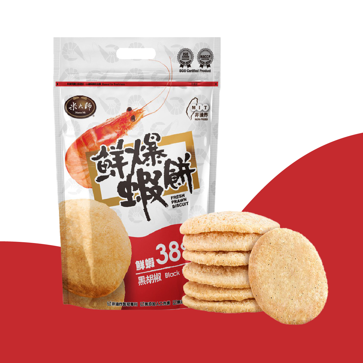 米大師Master Mi 鮮爆蝦餅-芥末口味 低溫高壓烘焙非油炸 健康少負擔